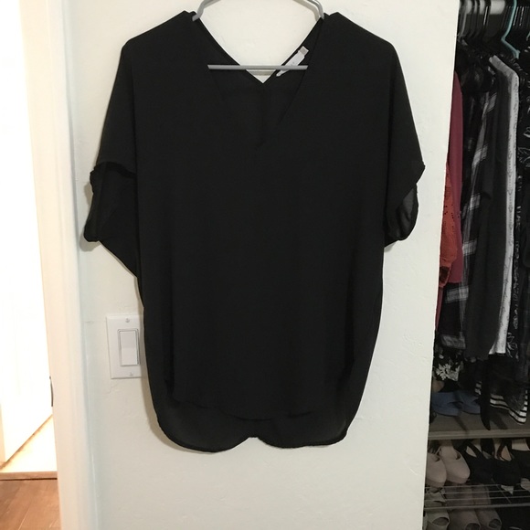 Black v neck blouse - Picture 3 of 5